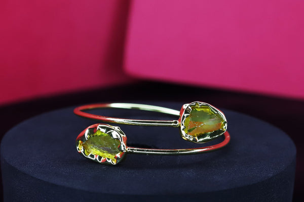 Stunning Yellow Gem Stone Brass Bracelet