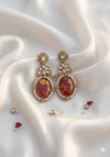 Resin Art Pink Kundan Earrings