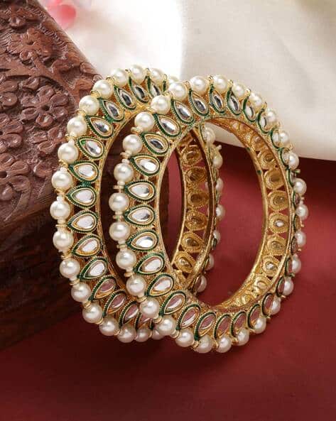 Ethnic Bangles With Pearls And Stones