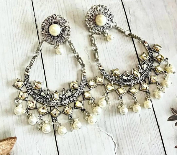 Oxidized Mirror Chand Bali