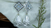 Geometrical rose White Pearl Drop Earrings