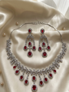 CZ Elegance Teardrop Silver Plated Necklace Set