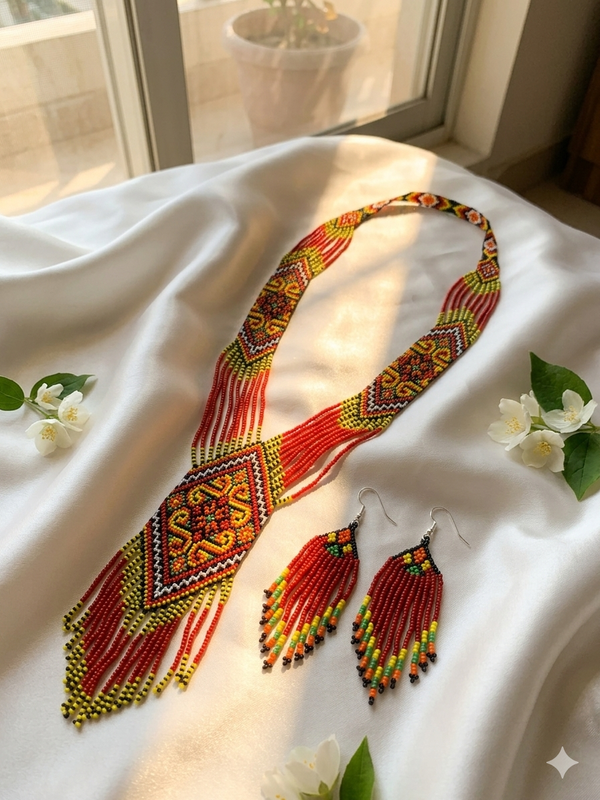 Handmade Multicoloured Beaded Neckpiece