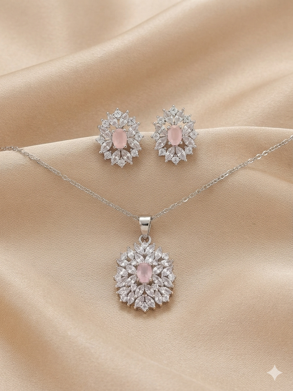 Emerald CZ Diamond Necklace Set