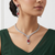 Emerald Long Blue Pendant with Earrings