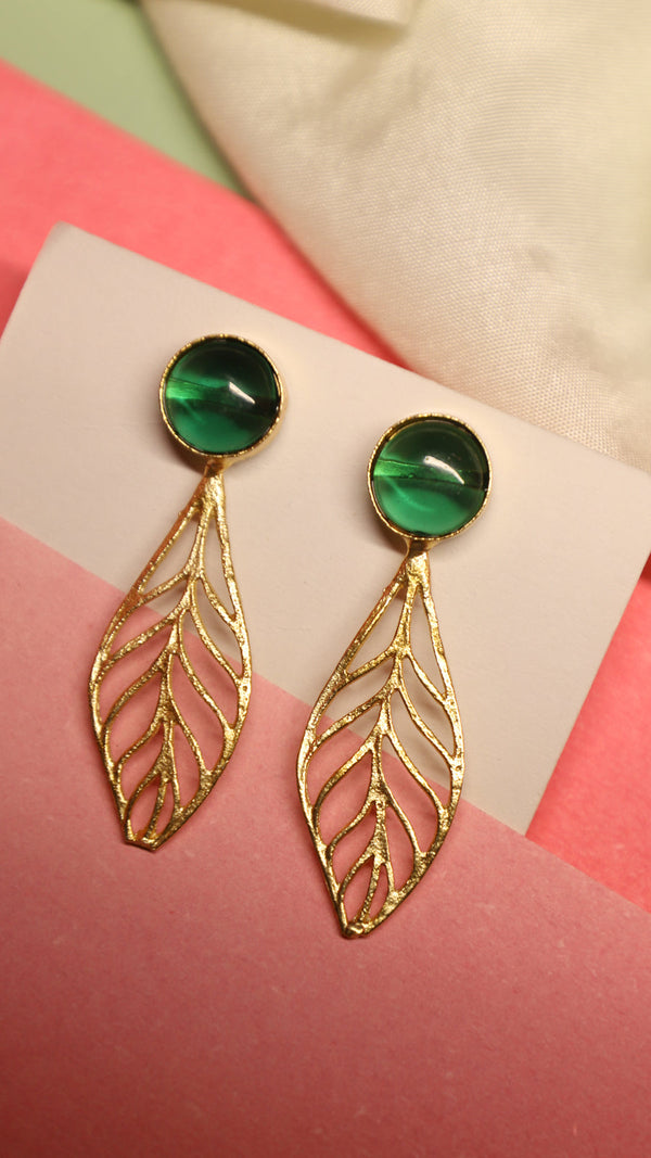 Leaf Style Brass Earrings