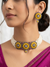 Meraki Multilayered Yellow stone Choker set with Earrings