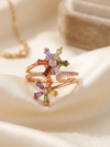 Spinning Rose Gold-plated Multistone Double Flower Ring