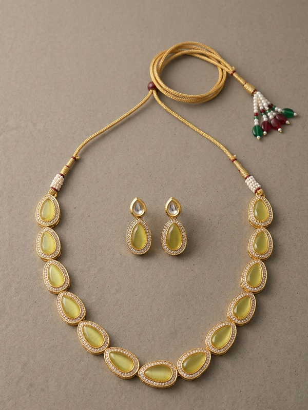 Meraki Stone -Studded Necklace set with American Diamonds