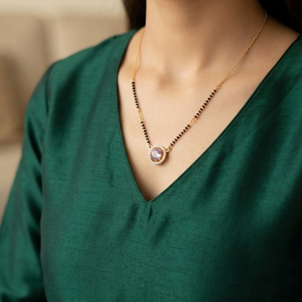 Round Gold- Plated Solitaire Mangalsutra
