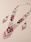Pink-Green Flower Ukrainian Beads Necklace Set