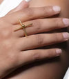 Gold Plated Cross Adjustable Ring