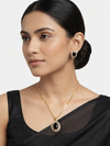 Meraki Gold plated Studded Pendant Sets with Earrings