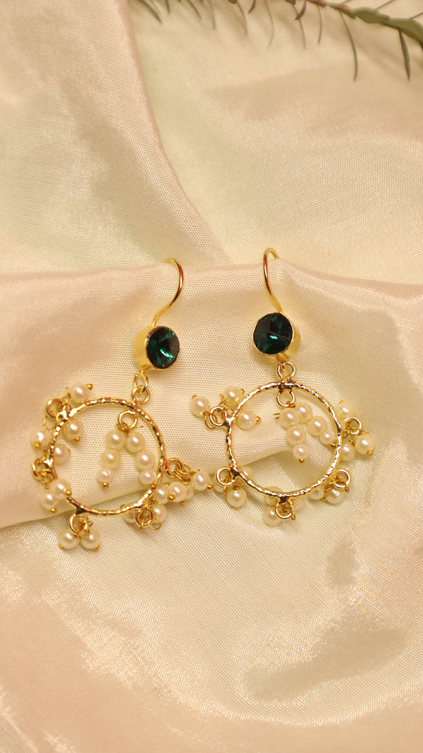 Textured Hoop Pearl Glossy Earrings