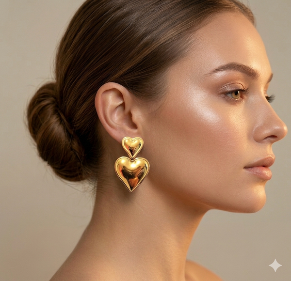 Dual Heart Shaped Statement Earrings