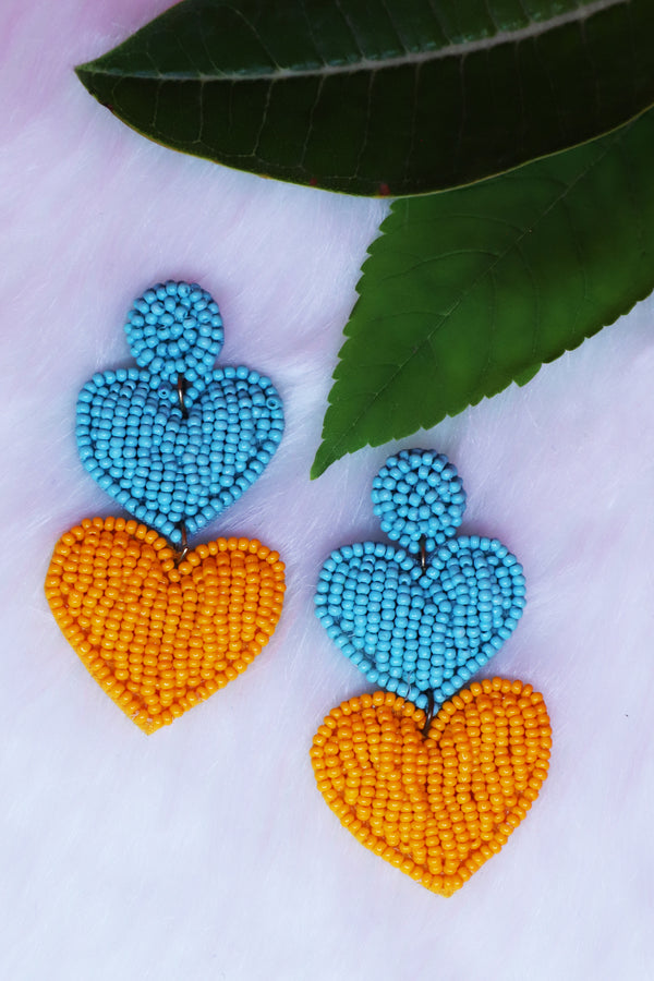 Beaded Doublet Heart Shape Earring