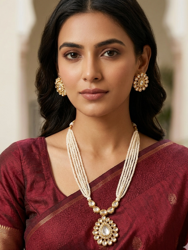 Elegant Kundan Pearl Mala