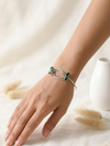 Silver Plated Oxidized Bracelet with Stone
