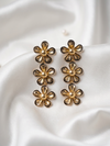 Floral Black And Gold long Korean Earrings