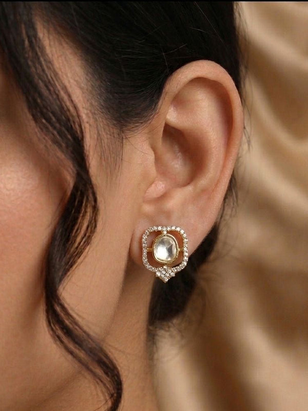 Elegant Gold Polki Diamond Earrings