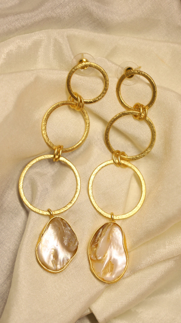 Brass Drop Dangle Gemstone Long Earrings