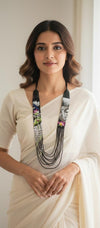 Black Beads Face Design Handmade Neckpiece