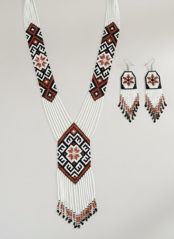 Meraki Trends White Native American Beaded Necklace