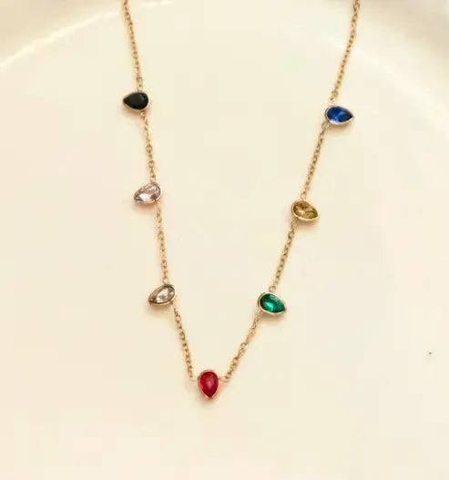 Multi Colored Drop Stone Pendant