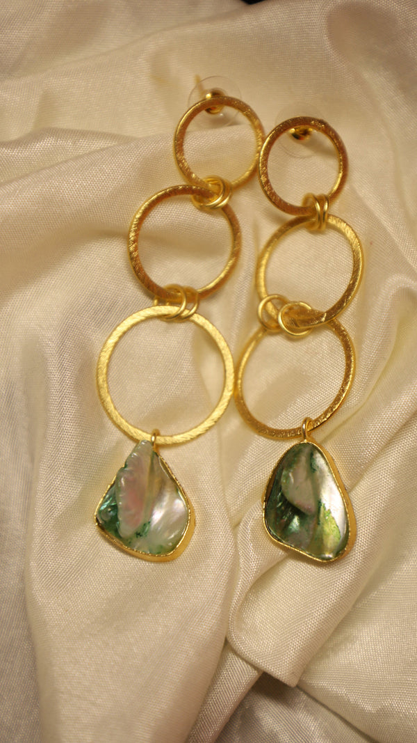 Brass Drop Dangle Gemstone Long Earrings