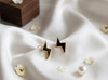 Gold Tiny Lightening Bolt Stud Earrings