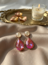 Oval Shaped Drop Pink Stone Earring