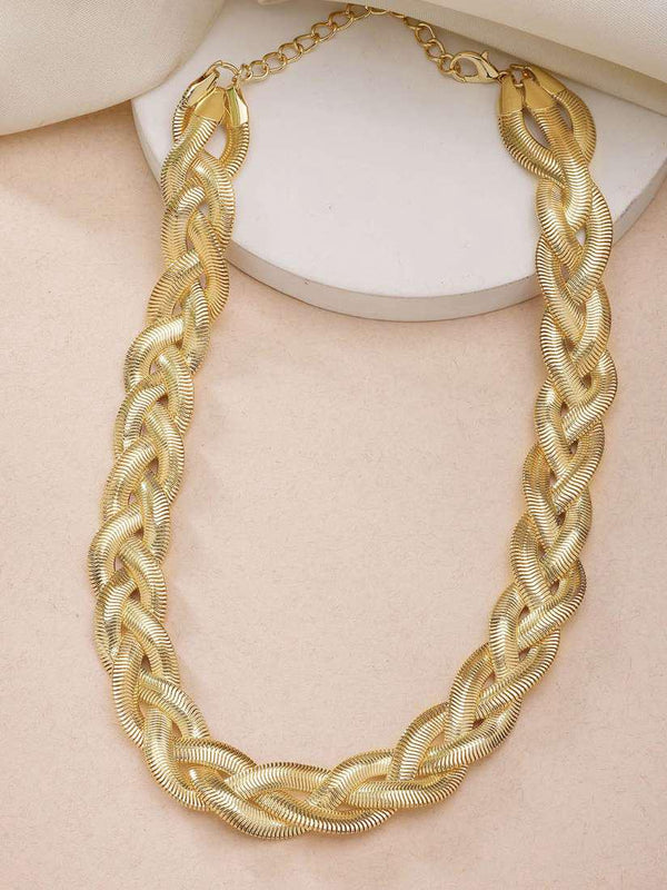 Vintage Light Gold Tone 3 Strands Braided Necklace