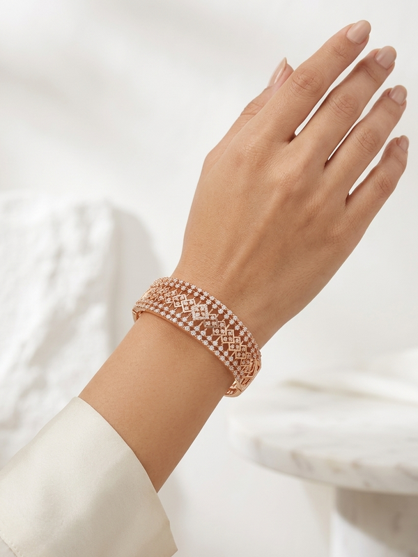 Rose Gold Plated Diamond Studded Bracelet