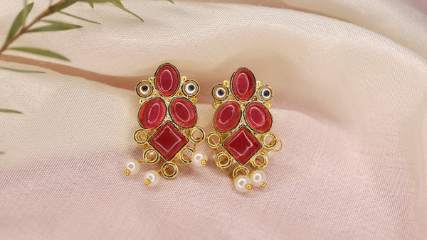 Buy Pink Pearl Drop Short Earrings