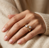 Double Heart Gold Plated Diamond Ring