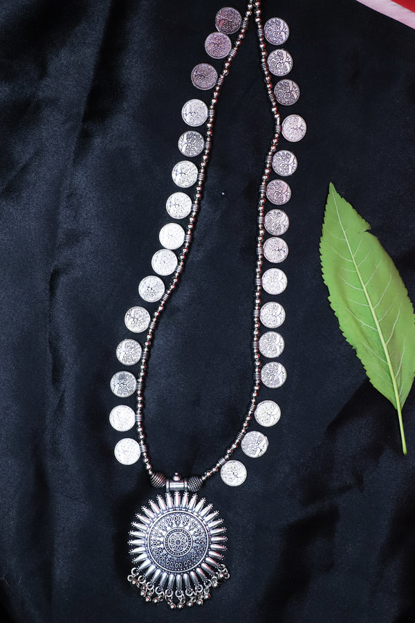 Oxidized Long Round Shape Necklace