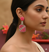 Pink Bottle Beads Earrings
