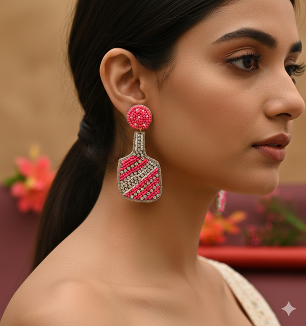 Pink Bottle Beads Earrings