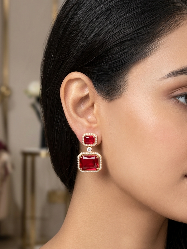 CZ Studs Drop Dangle