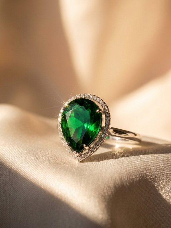 PEAR CUT STONE WITH AMERICAN DIAMOND ADJUSTABLE RING