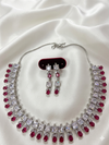American Diamond Red Stone Necklace Set