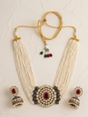 Meraki Gorgeous Pearl Nacklace Set with Kundan Stone