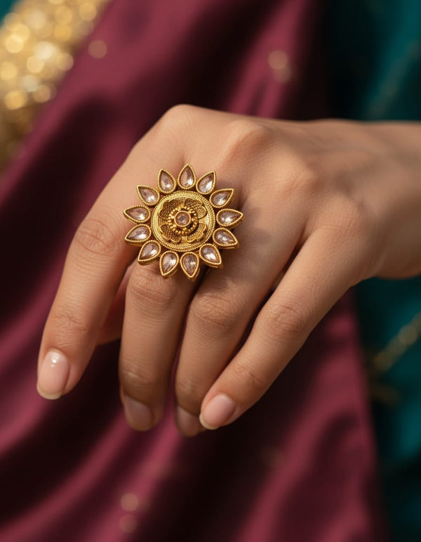 Gold Plated Flower Ring