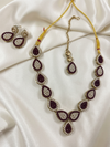 Kundan Maroon & White Pearls Necklace Set