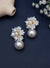 Flower Pearl Drop White Earrings