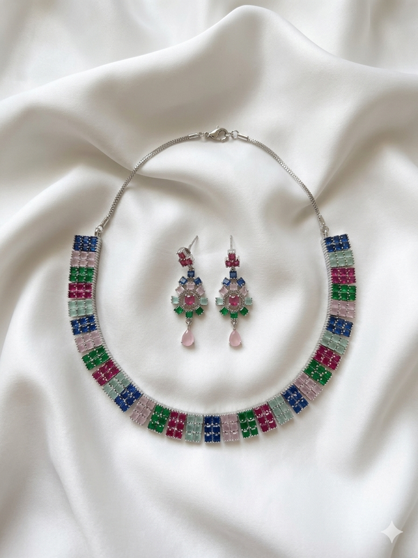 American Diamond Multicolor Choker