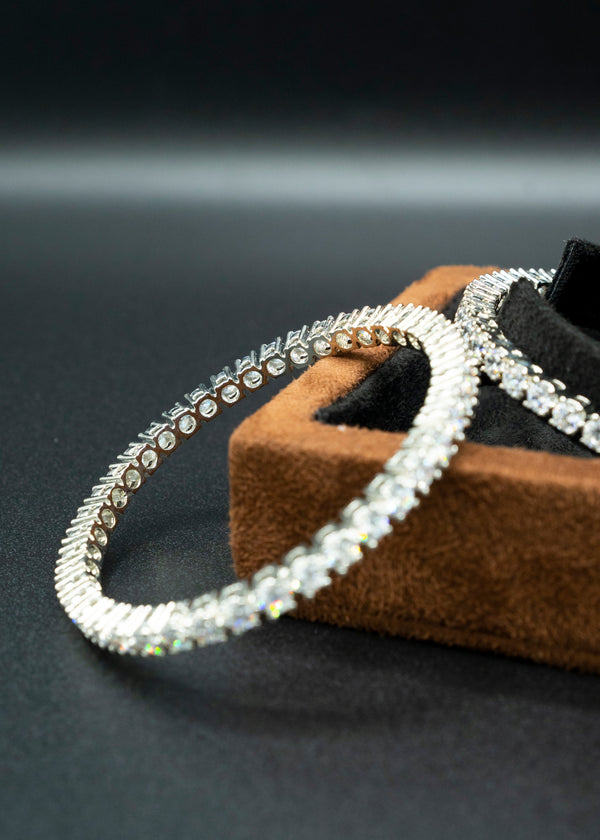 Stunning Diamond Silver Bangles