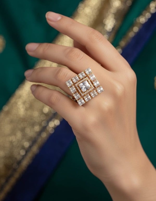 Square Design Diamond Ring