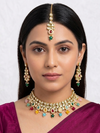 Meraki Panash Women Gold Plated CZ Stone Studded Droplet Choker Necklace Set