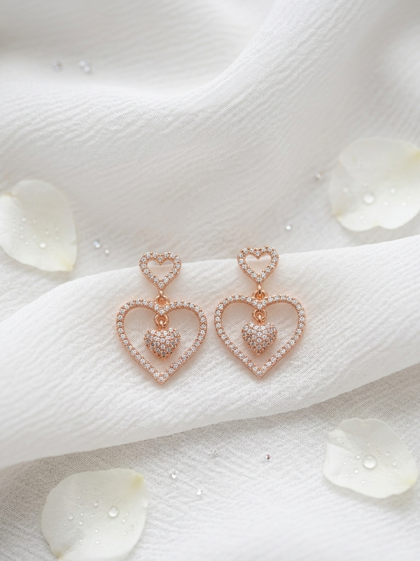 Rose Gold Plated Heart Shape Earring